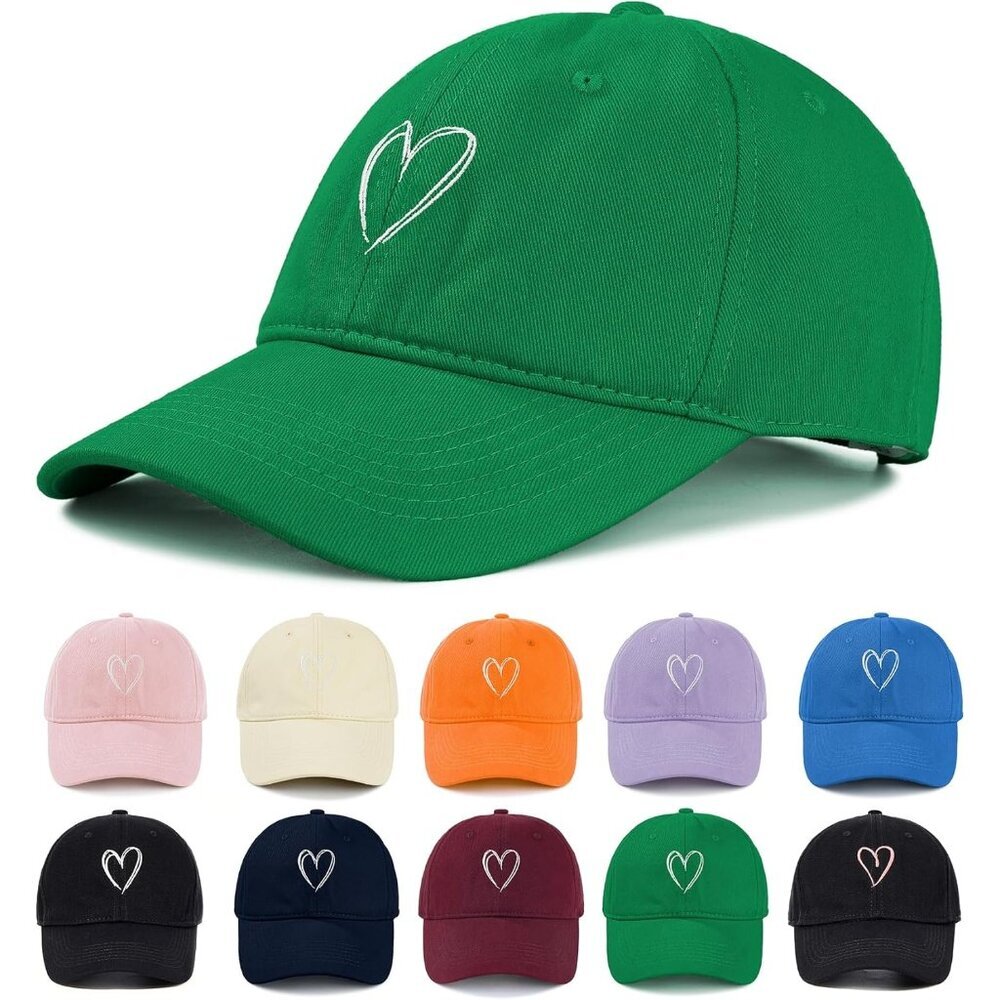 Women's Green White Adjustable Cute Cotton Ball For Golf Tennis Baseball Cap